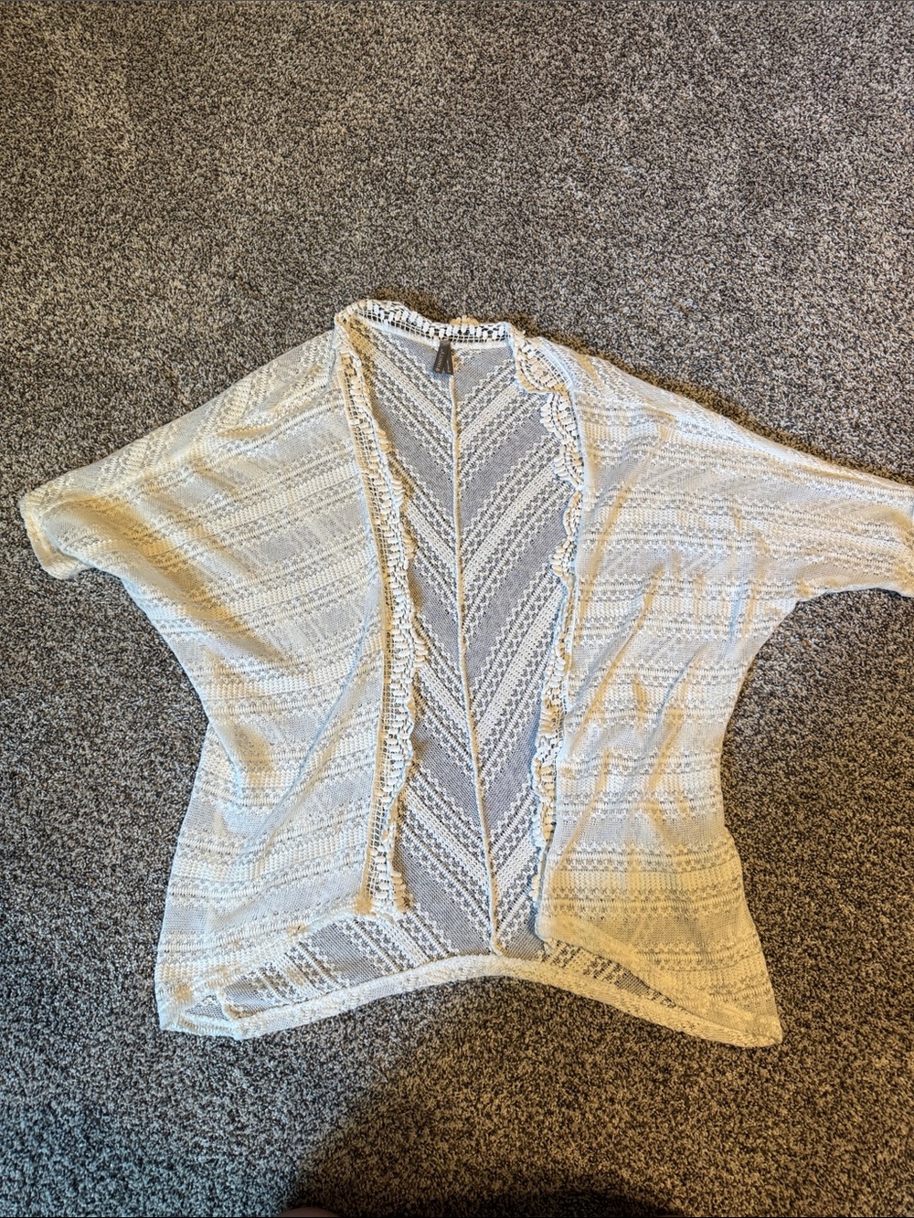 Vanity Cream Open-Knit Draped Cardigan